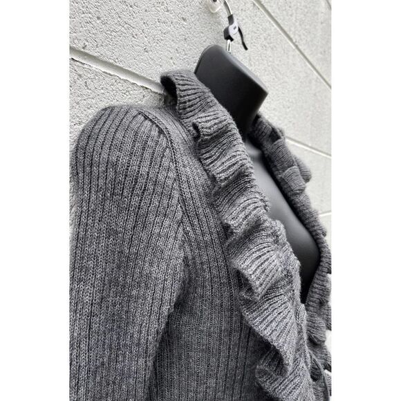 Elisabetta Collection Wool Mohair blend Open Cardigan Ruffle Women’s Size Small - Picture 4 of 12